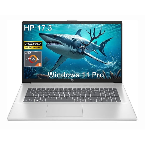 HP 17.3" FHD Laptop with Office 365 for The Web, AMD Ryzen 5 7520U(up to 4.3 GHz), 8GB RAM, 512GB SSD,Wi-Fi 6, Bluetooth 5.3, HDMI, Type-C, Windows 11 Pro,with 5ave kit