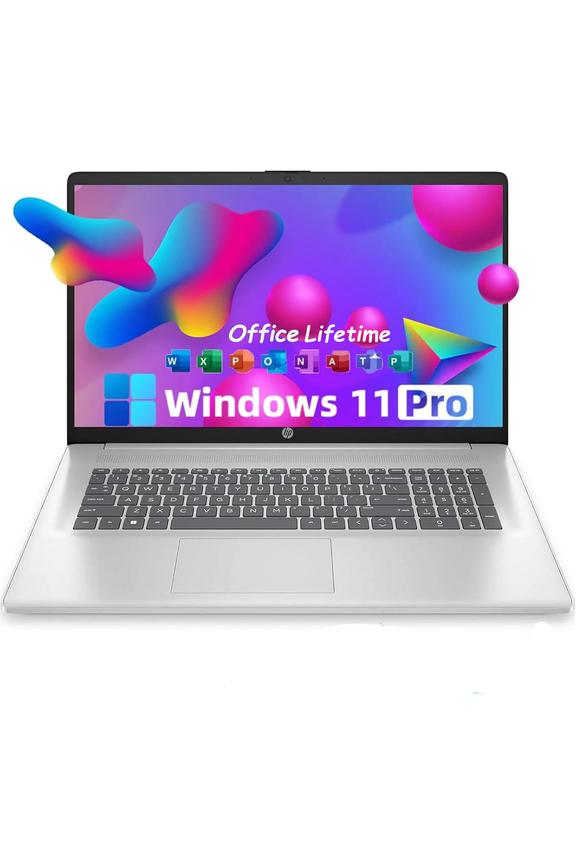 HP 17.3" FHD Laptop for Business and Students - with Office Lifetime License, AMD Ryzen 5 7430U, Wi-Fi 6, Windows 11 Pro (32GB RAM | 1TB SSD)