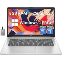 HP 17.3" Full HD Laptop, Intel Core i3-1215U Processor, 8GB RAM, 256GB PCIe SSD, Intel UHD Graphics, Numeric Keypad, 720p HD Webcam, Windows 11 Pro, Natural Silver, 32GB Hotface USB Card