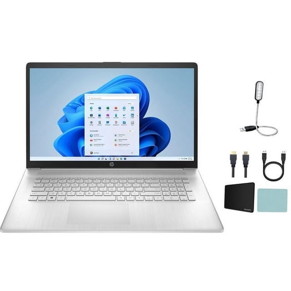HP 17.3" HD+ (1600 x 900) Laptop, AMD Ryzen 3 7320U, 4.1 GHz, 8GB Memory, 512GB SSD, Windows 11 Home, Natural Silver + Mazepoly Accessories