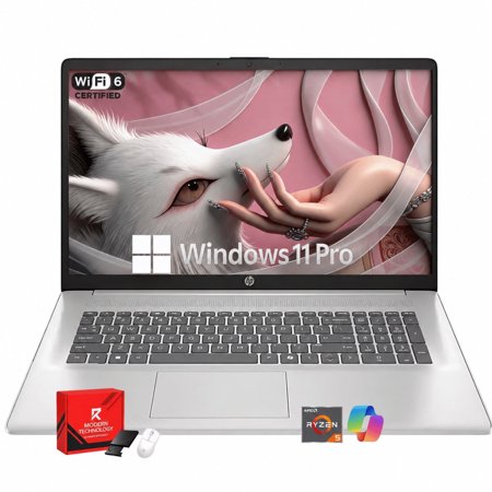HP 17.3" FHD Anti-Glare Laptop, AMD Ryzen 5 7430U CPU, AMD Radeon Graphics, Wi-Fi 6, True Vision Camera, Win 11 Pro, Copilot AI, HDMI, 8 GB RAM, 256 GB SSD