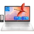 thumbnail image 1 of HP 17.3" HD+ BrightView Laptop, Intel Celeron N4120, 16GB RAM, 1.16TB Storage (1TB SSD + 160GB Docking Station Set), Intel UHD Graphics, Full-Size Keyboard, Webcam, Wi-Fi, Windows 11 Home, Rose Gold, 1 of 9