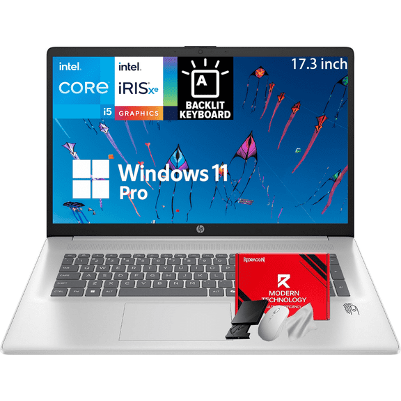 HP 17.3" HD+ Business Laptop - Intel 10 Core i5-1334U, Intel Iris Xe Graphics, 16GB RAM, 512GB SSD, Webcam, FP Reader, Backlit KB, HDMI, Wi-Fi 6, Windows 11 Pro, Silver, W/Accessories