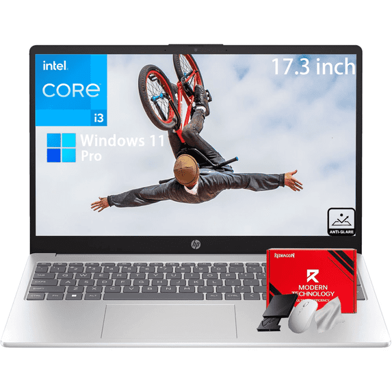 HP 17.3" HD+ Business and Students Laptop, Intel 8-Cores i3-N305 Processor, 32GB RAM 1TB SSD, Copilot AI, Bluetooth 5.3, Wi-Fi 6, HDMI, Webcam, Win 11 Pro, Silver, W/Accessories