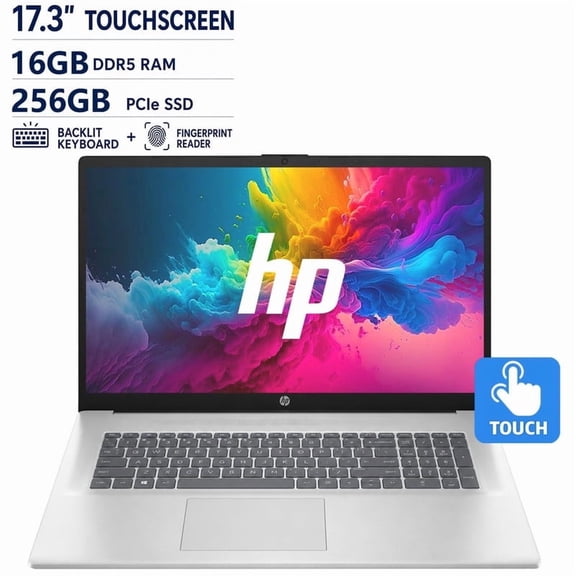 HP 17.3" HD+ Touchscreen Business Laptop, Intel Core Ultra 7 255U Processor( Up to 5.2GHz Turbo ), Intel AI Boost NPU, 16GB DDR5 RAM, 256GB SSD, Fingerprint Reader, Backlit Keyboard, Windows 11 Pro