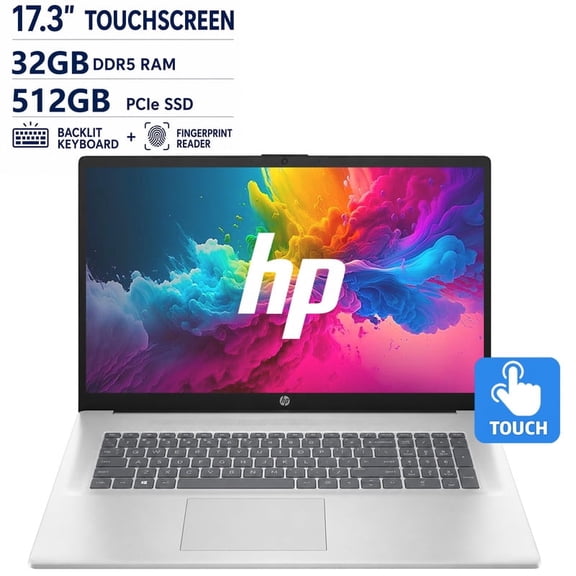 HP 17.3" HD+ Touchscreen Business Laptop, Intel Core Ultra 7 255U Processor( Up to 5.2GHz Turbo ), Intel AI Boost NPU, 32GB DDR5 RAM, 512GB SSD, Fingerprint Reader, Backlit Keyboard, Windows 11 Pro