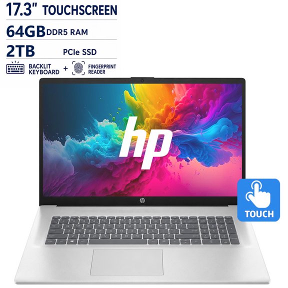 HP 17.3" HD+ Touchscreen Business Laptop, Intel Core Ultra 7 255U Processor( Up to 5.2GHz Turbo ), Intel AI Boost NPU, 64GB DDR5 RAM, 2TB SSD, Fingerprint Reader, Backlit Keyboard, Windows 11 Pro