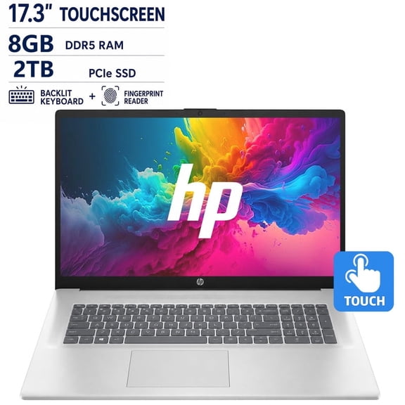 HP 17.3" HD+ Touchscreen Business Laptop, Intel Core Ultra 7 255U Processor( Up to 5.2GHz Turbo ), Intel AI Boost NPU, 8GB DDR5 RAM, 2TB SSD, Fingerprint Reader, Backlit Keyboard, Windows 11 Pro