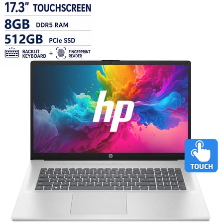 HP 17.3" HD+ Touchscreen Business Laptop, Intel Core Ultra 7 255U Processor( Up to 5.2GHz Turbo ), Intel AI Boost NPU, 8GB DDR5 RAM, 512GB SSD, Fingerprint Reader, Backlit Keyboard, Windows 11 Pro