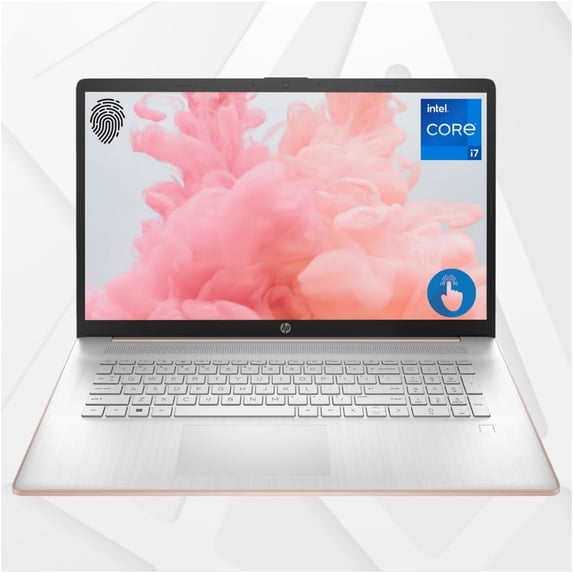 HP 17.3" HD+ Touchscreen Business Laptop, Intel Core i7-1355U, 16GB RAM, 512GB SSD, Webcam, HDMI, Backlit Keyboard, Fingerprint Reader, Wi-Fi 6, Windows 11 Home, Pale Rose Gold