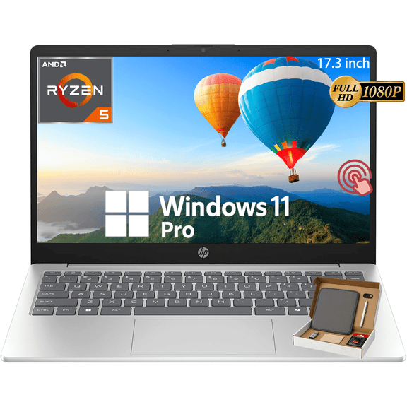 HP 17.3" HD+ Touchscreen Laptop, AMD Ryzen 5 7530U (Up to 4.5Ghz), 16GB RAM|512GB SSD, Wi-Fi 6, Anti-Glare, HDMI, Windows 11 Pro