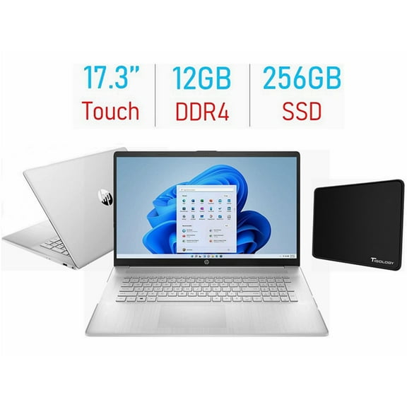 HP 17.3" HD Touchscreen Laptop, AMD Ryzen3 3250U 2.6 GHz Processor, 8GB Memory, 256GB SSD; Wi-Fi 6 AX;  Office 365 1 Year Subscription W10 Home , with Tigology Accessories