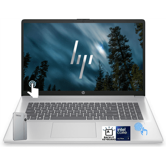 HP 17.3" HD Touchscreen Laptop, Intel Core Ultra 7 255U,8GB DDR5, 256GB SSD, Backlit Keyboard, Windows 11 Home, w/RECOLX AI Voice Recorder