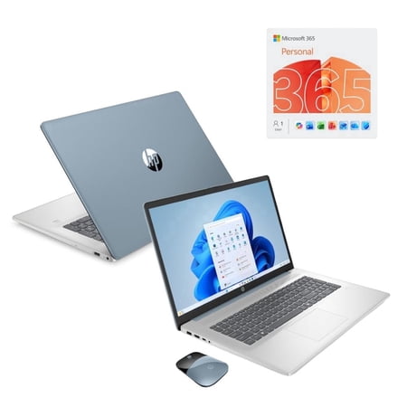 HP 17.3" HD+ Touchscreen Notebook Intel N100 4GB RAM 128GB UFS Moonlight Blue + HP Wireless Mouse + One Year M365 Subscription