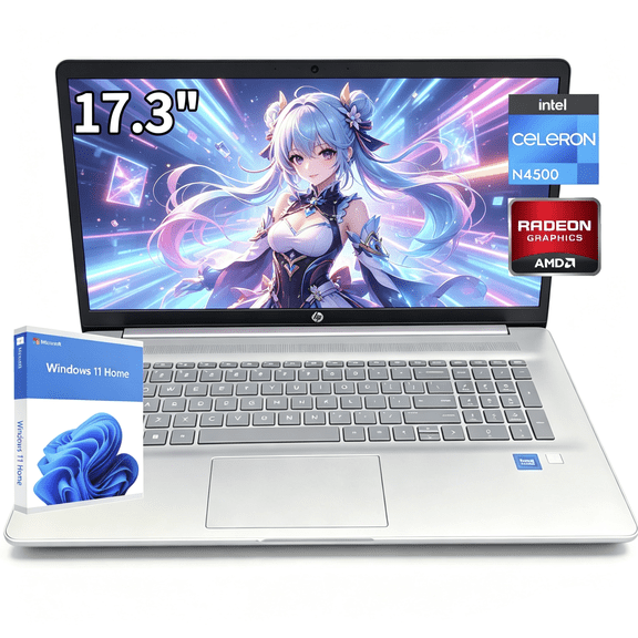HP 17.3 Inch Business & Student Laptop Computer, Intel Celeron N4500 Processor,4 GB RAM, 256 GB SSD, Intel UHD Graphics, 1600900 IPS Display, Windows 11 Home, WiFi Ready