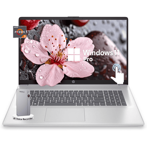 HP 17.3-Inch Flagship Touch Laptop Computer, Ryzen 5 7530U Processor, HD Anti-Glare Screen, 20GB RAM, 512GB SSD, Windows 11 Pro, w/Accessory