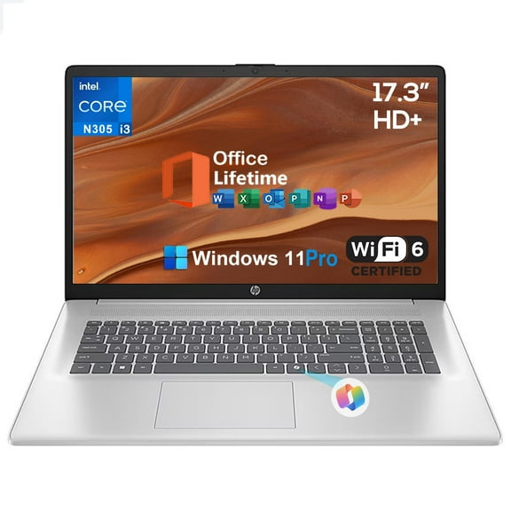 HP 17.3 Inch Laptop Computer Business & Student Laptop, Intel i3 N305 8-Core up to 3.8GHz, Windows 11 Pro w/Office Lifetime & External Optical Drive(16GB RAM | 512GB SSD)