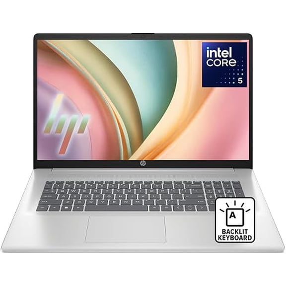 HP 17.3-Inch Laptop PC, Intel Core 5 120U Processor, 32GB DDR4, 1TB NVMe SSD, Full HD IPS Screen, Intel Graphics, Windows 11 Pro, Wi-Fi 6