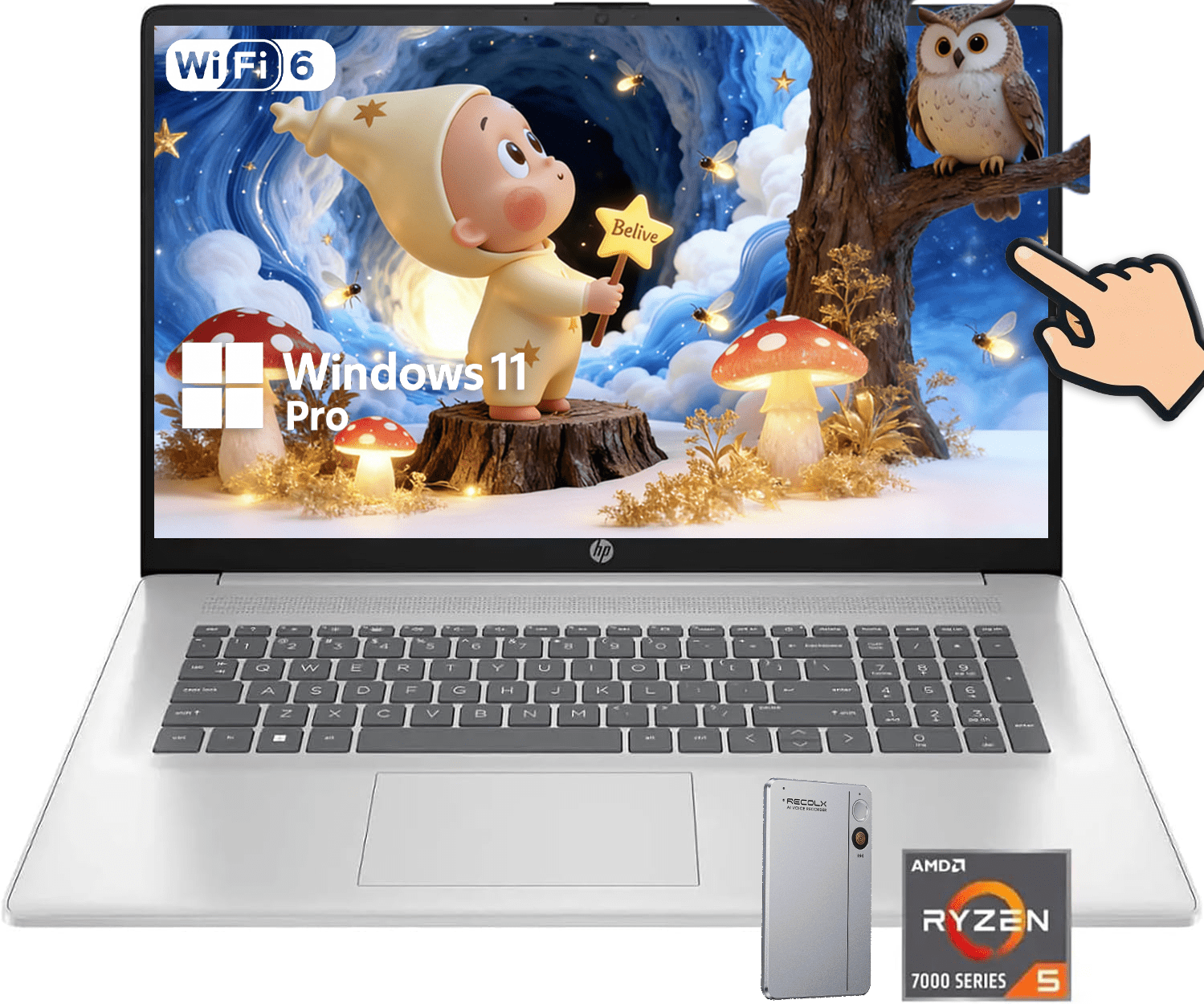 HP 17.3 Inch Touchscreen Laptop Computer, AMD Ryzen 5 7430U Processor ...