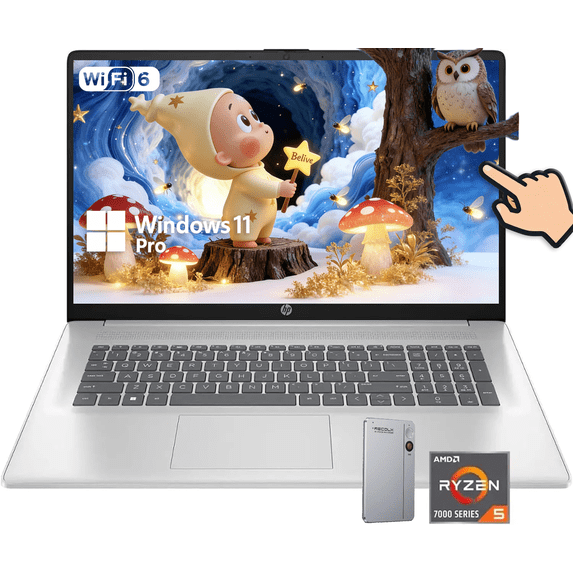 HP 17.3 Inch Touchscreen Laptop Computer, AMD Ryzen 5 7430U Processor ...