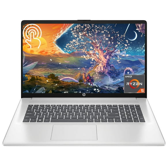 HP 17.3 Inch Touchscreen Laptop Computer, AMD Ryzen 5 7530U Processor (Beats i7-1165G7), 16GB RAM, 1TB SSD, Numeric Keypad, Wi-Fi 6, Bluetooth, Windows 11 Home, Natural Silver