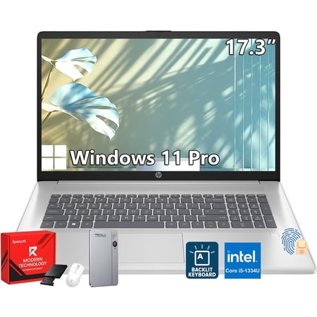 HP 17.3" Laptop, Intel Core i5-1334U, 16GB RAM, 1TB SSD, Windows 11 Pro, Backlit Keyboard, Fingerprint Reader, Silver
