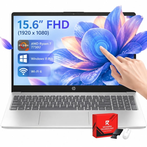 HP 15.6" Touchscreen Business Laptop, AMD Ryzen 7 7730U, 16GB RAM 512GB SSD, FHD IPS 300 Nits Anti-Glare Display, Windows 11 Pro, Copilot AI, Wi-Fi 6