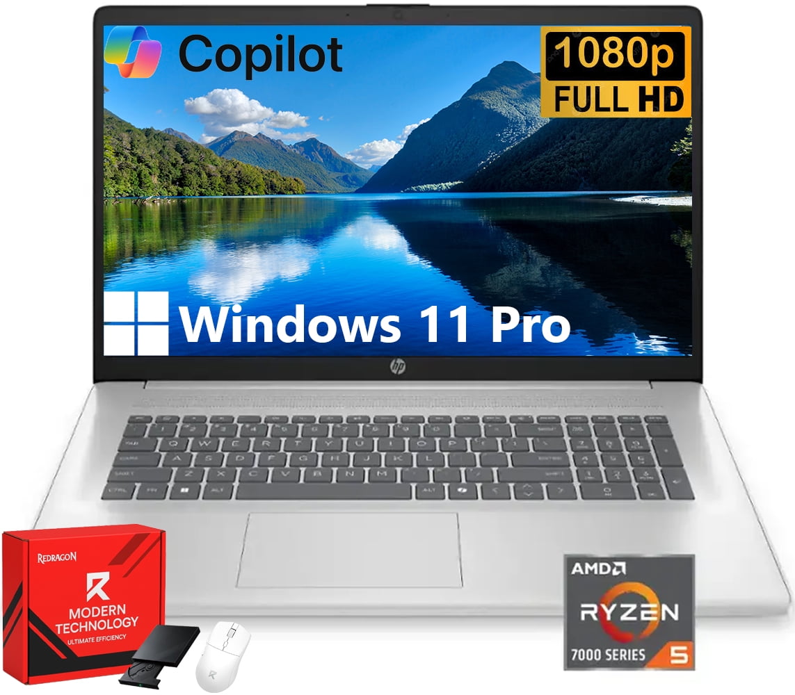 HP 17.3" Laptop for Business and Students, AMD Ryzen 5 7430U (6-core), 16GB RAM, 512GB SSD, Anti-Glare, Camera, Wi-Fi 6, Windows 11 Pro