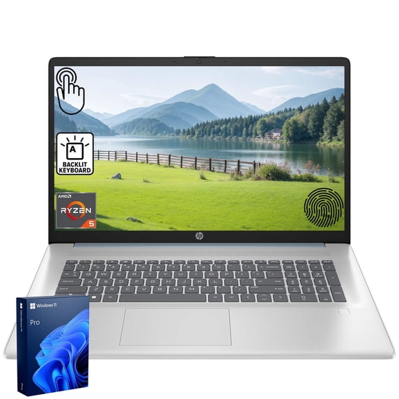 HP 17.3" Touch Business Laptop, AMD Ryzen 5 7430U, 32GB RAM, 1TB SSD, Backlit, Fingerprint, W11Pro