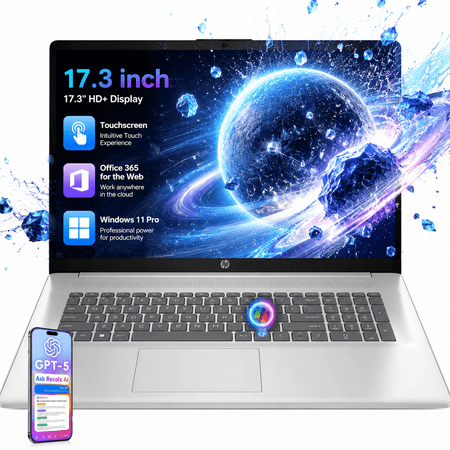 HP 17.3" Touch Screen Family Home Laptop PC, AMD Ryzen 5, 24GB DDR4, 2TB SSD, Windows 11 Computer for Office 365 for the web, Streaming & Everyday Use