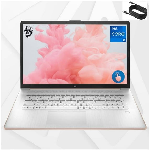 HP 17.3" Touchscreen HD+ Business Laptop Computer, 13th Gen Intel 10-Core i7-1355U, 64GB DDR4 RAM, 2TB PCIe SSD, WiFi 6, Backlit Keyboard, Fingerprint Reader, Pale Rose Gold, Windows 11 Home