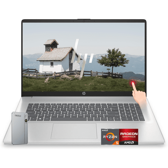 HP 17.3" Touchscreen Laptop,AMD Ryzen 5 7530U,8GB RAM,128GB SSD,Wi-Fi 6,Windows 11 Home,with Accessory