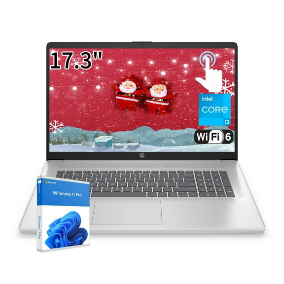 HP 17.3" Touchscreen Laptop, Intel Core i3, 32GB RAM, 2TB SSD, Webcam, HDMI, Wi-Fi 6, Windows 11 Pro, Silver