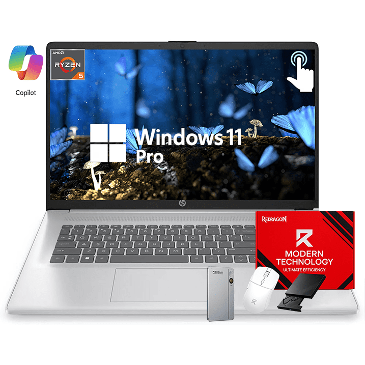 HP 17.3" Touchscreen Laptop, 17.3" HD+ Anti Glare Display, AMD Ryzen 5 7430U CPU, Wi-Fi 6, Win 11 Pro, Copilot (64GB RAM | 2TB SSD)