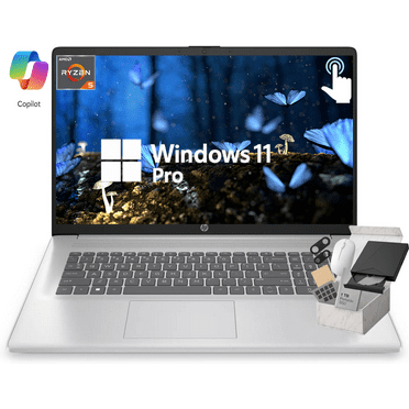 HP 17.3" Touchscreen Laptop, 17.3" HD  Anti Glare Display, AMD Ryzen 5 7430U CPU, Wi-Fi 6, Win 11 Pro, Copilot (64GB RAM | 2TB SSD)