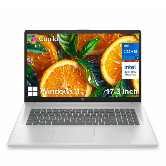 HP 17.3 inch Business Laptop, HD+ (1600x900) Display, 8-core, Intel Core i3 N305, 8GB RAM, 256GB SSD, Intel UHD Graphics, Anti-Glare, Wi-Fi 6, Windows 11, HDMI, USB-C, USB-A, Natural Silver