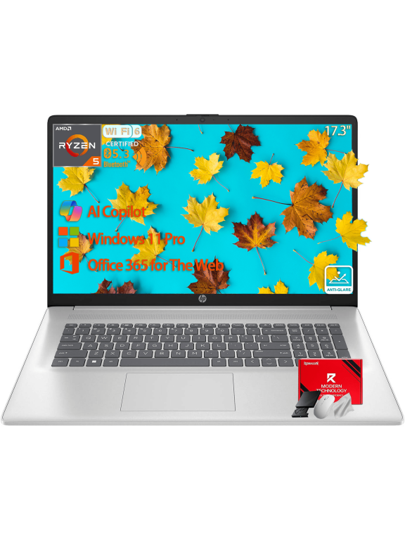 HP 17.3 inch FHD Business laptops, Powerful 6-core AMD Ryzen 5 7430U, Wi-Fi 6, Numeric Keyboard, Copilot AI, Windows 11 Pro(8GB RAM, 512GB SSD)
