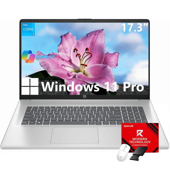 HP 17.3 inch HD  Laptop Computer, Intel 8 Core i3-N305 Processor, 16GB RAM, 512GB SSD, Wi-Fi 6, Fast Charge, AI Copilot, Windows 11 Pro, For Everyday Study or Business Work