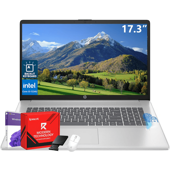 HP 17.3 inch Premium Business Laptop - Intel Core i5-1334U, Fingerprint, w/AI Copilot, Windows 11 Pro, Silver(32GB RAM | 2TB)