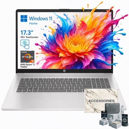 HP 17.3-inch Touchscreen Laptop Computer, AMD Ryzen 5 7430U, 16GB RAM, 1TB SSD, 17" Anti-Glare HD+ Touch Screeen, Windows 11 Home, w/Accessory