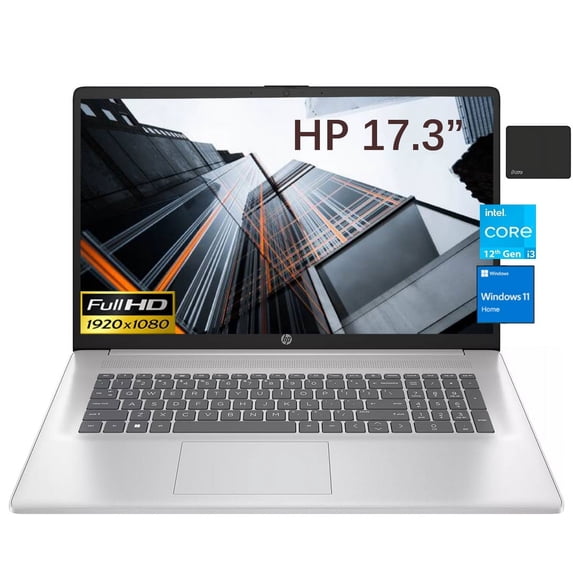 HP 17" Business Laptop, 17.3" FHD IPS Anti-Glare Display, Intel Core i3-1215U Processor, Intel UHD Graphics, 32GB DDR4 RAM, 2TB SSD, Windows 11S, Silver with 5AVE Mousepad
