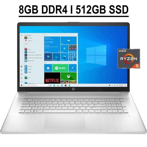 HP 17 Business Laptop 17.3" FHD IPS Anti-glare Display AMD Hexa-Core Ryzen 5 5500U 8GB DDR4 512GB SSD Integrated AMD Radeon Graphics Fingerprint HDMI USB-C WIFI Webcam Win10 Silver