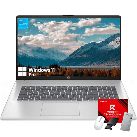 HP 17 Business Laptop Computer, 17.3" HD+ Display, Intel 8-Core i3-N305, 16GB RAM, 512GB SSD, Wi-Fi 6, Copilot +PC, Full-Size Keyboard, Silver, Windows 11 Pro