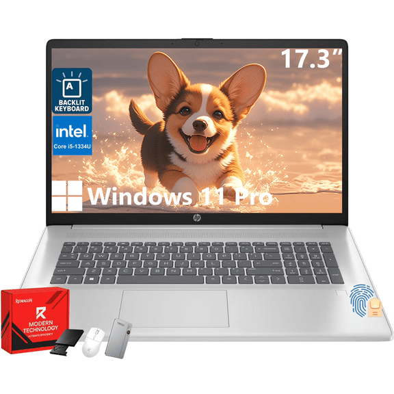 HP 17 Business Laptop PC- 17.3" HD+ Screen, Intel Core i5-1334U CPU, 16GB RAM, 1TB SSD, Backlit Keyboard, Fingerprint, Wi-Fi 6, Webcam, Numeric Keypad, Windows 11 Pro for Study & Work
