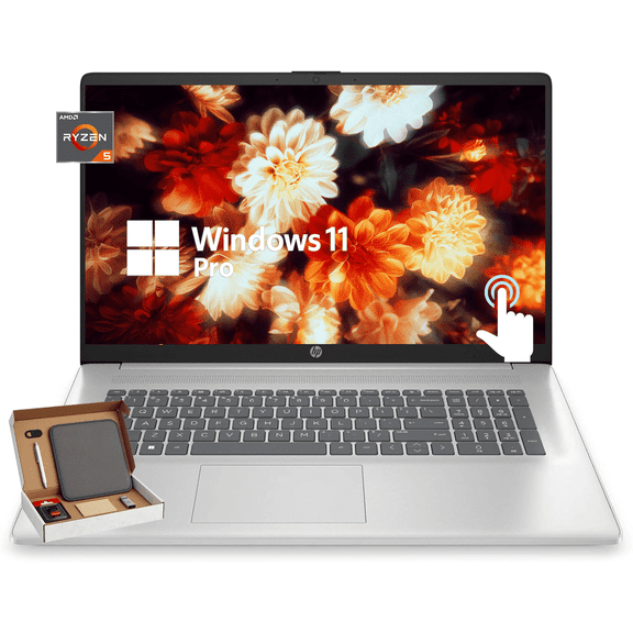 HP 17 Business & Student Laptop, 17.3" HD+ Touchscreen Display, AMD Ryzen 5 7530U, 16GB RAM, 512GB SSD, Windows 11 Pro, Wi-Fi 6, Webcam