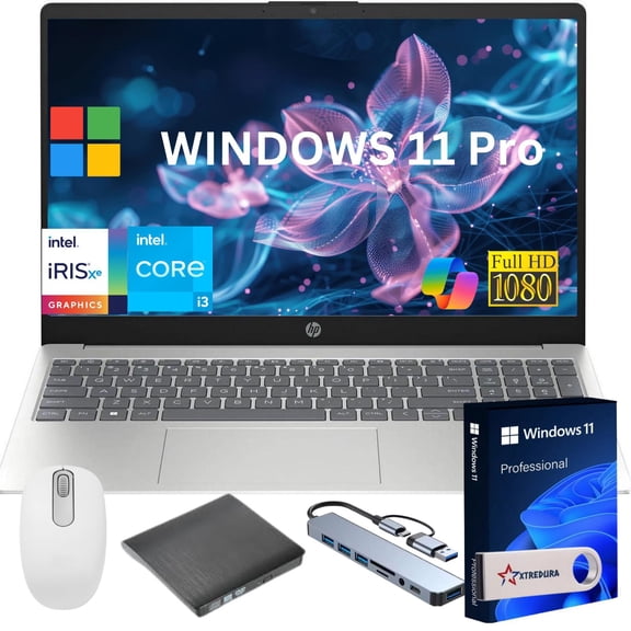 HP 17 Business and Student Laptop Computer,17.3" FHD Laptop, Intel Core i3-N305, 8GB RAM, 512 GB PCIe SSD, Intel Iris Xe, Copilot Laptop,Windows 11 Pro,Gift Bundle