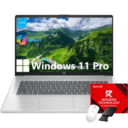 HP 17 Computer Laptop for Student and Business, 17.3" HD , Intel Core i3-N305, 16GB RAM, 512GB SSD, AI Copilot Key, Numeric Keypad, Wi-Fi, Windows 11 Pro