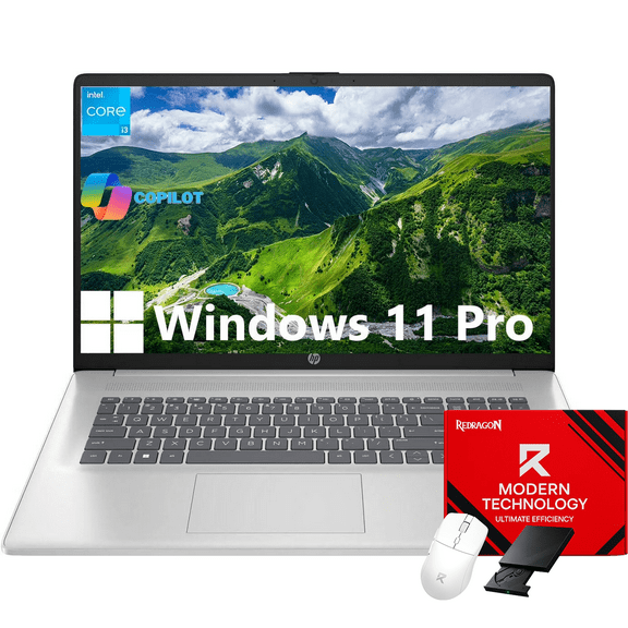 HP 17 Computer Laptop for Student and Business, 17.3" HD , Intel Core i3-N305, 16GB RAM, 512GB SSD, AI Copilot Key, Numeric Keypad, Wi-Fi, Windows 11 Pro