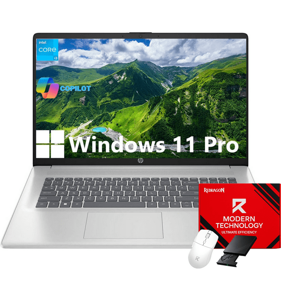 HP 17 Computer Laptop for Student and Business, 17.3" HD+, Intel Core i3-N305, 32GB RAM, 2TB SSD, AI Copilot Key, Numeric Keypad, Wi-Fi, Windows 11 Pro