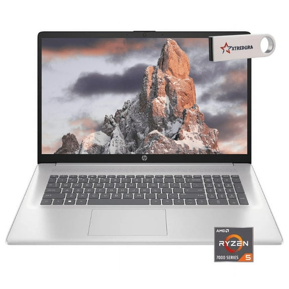 HP 17 Home & Business Laptop,17.3" FHD 1920 x 1080 , AMD Ryzen 5 7430U (Beat i7-1255U) 16GB RAM, 256GB SSD, Webcam, Bluetooth, Wi-Fi, Windows 11 Home/XTREDURA FLASH Drive